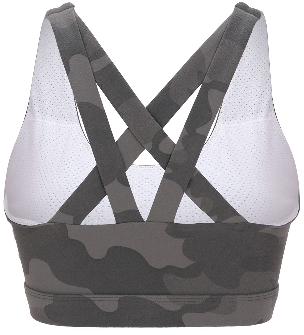 RUNNING GIRL Sports Bra for Women, Criss-Cross Back Padded Strappy Sports Bras Medium Support Yoga Bra with Removable Cups