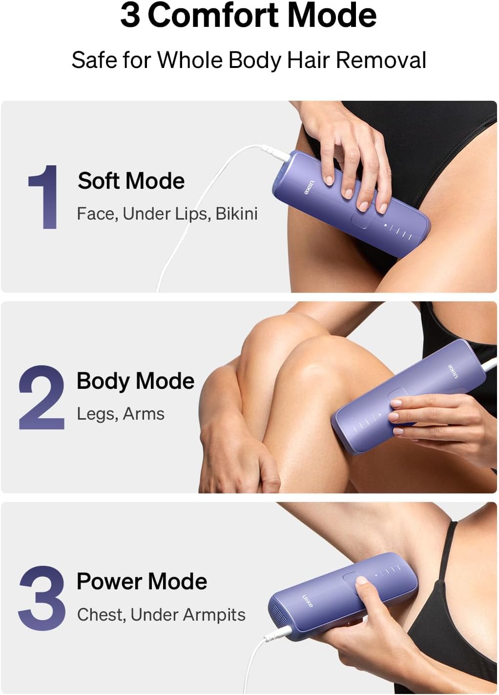 Ulike Laser Hair Removal for Women and Men, Air 3 Ice-cooling IPL Device Hair Removal for Nearly Painless & Long-Lasting Results, 3 Modes & Auto Flashing for Fast Full Body Hair Removal From Home