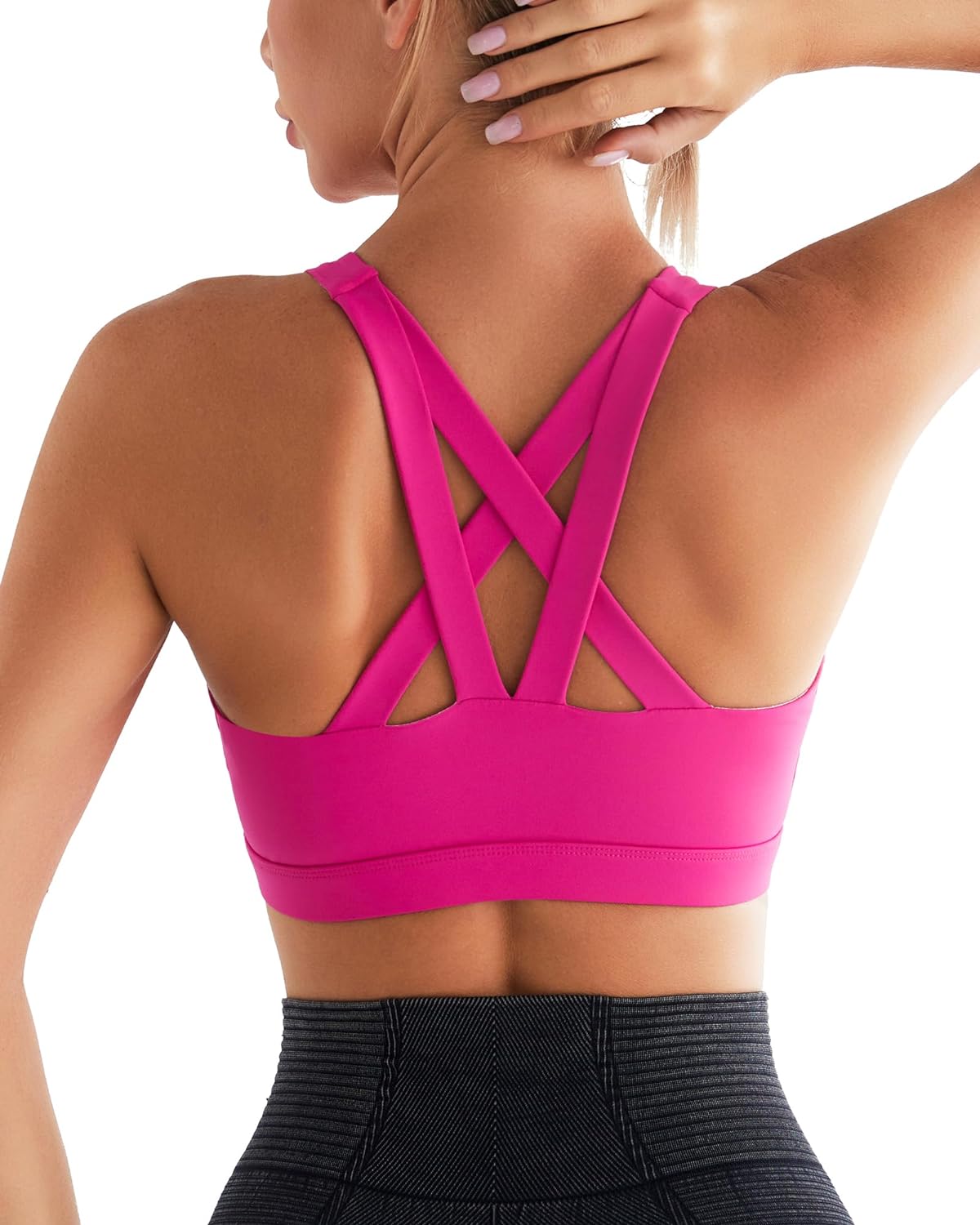 RUNNING GIRL Sports Bra for Women, Criss-Cross Back Padded Strappy Sports Bras Medium Support Yoga Bra with Removable Cups