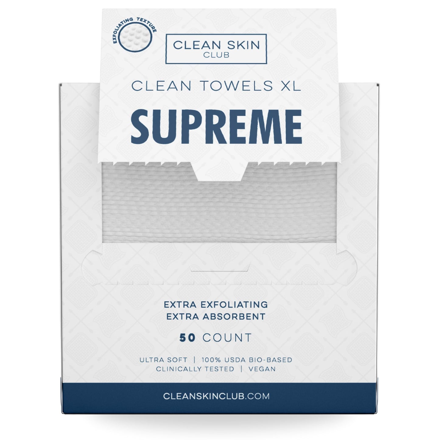 Clean Skin Club Clean Towels XL, 100% USDA Biobased Face Towel, Disposable Face Towelette, Makeup Remover Dry Wipes, Ultra Soft, 50 Ct, 1 Pack