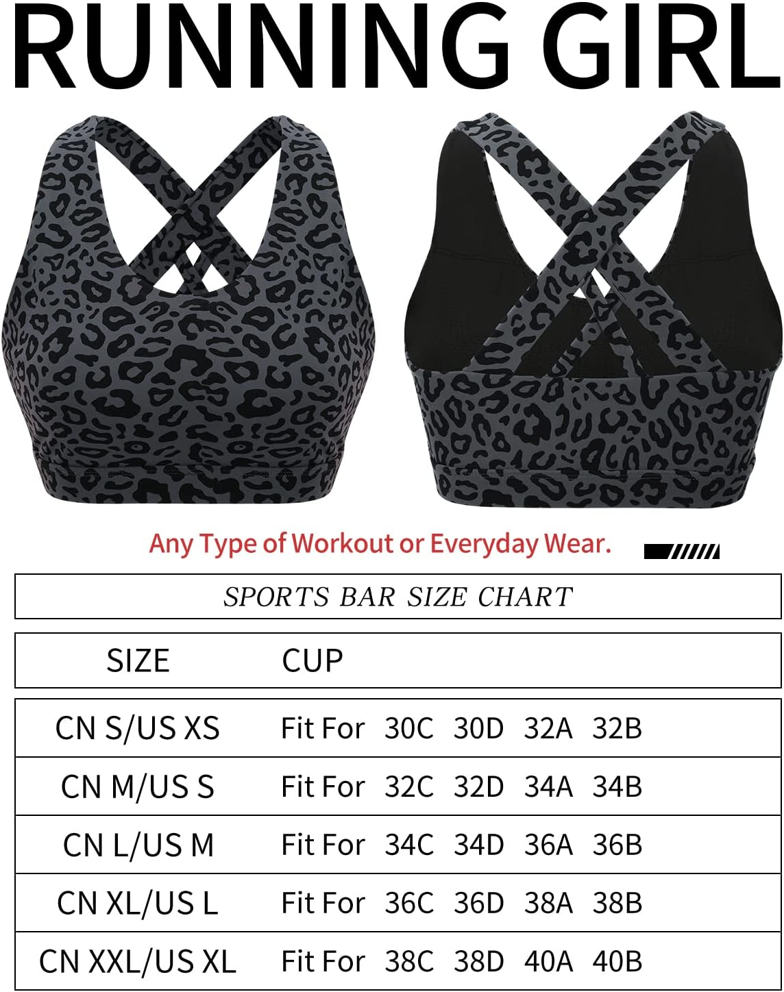 RUNNING GIRL Sports Bra for Women, Criss-Cross Back Padded Strappy Sports Bras Medium Support Yoga Bra with Removable Cups