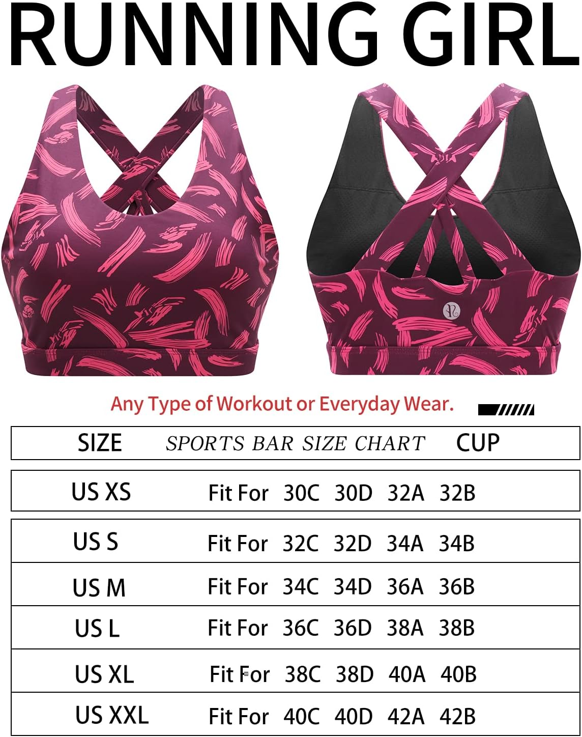 RUNNING GIRL Sports Bra for Women, Criss-Cross Back Padded Strappy Sports Bras Medium Support Yoga Bra with Removable Cups