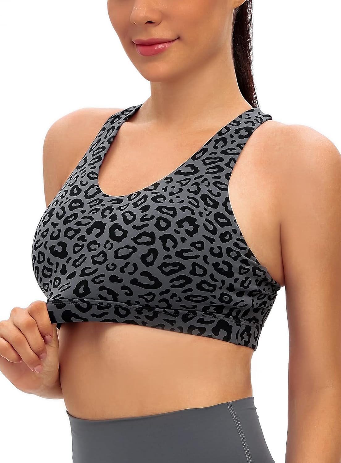 RUNNING GIRL Sports Bra for Women, Criss-Cross Back Padded Strappy Sports Bras Medium Support Yoga Bra with Removable Cups