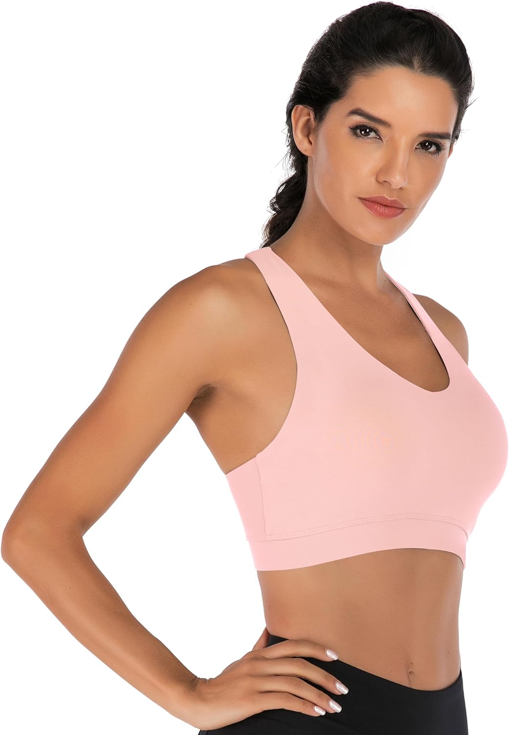 RUNNING GIRL Sports Bra for Women, Criss-Cross Back Padded Strappy Sports Bras Medium Support Yoga Bra with Removable Cups