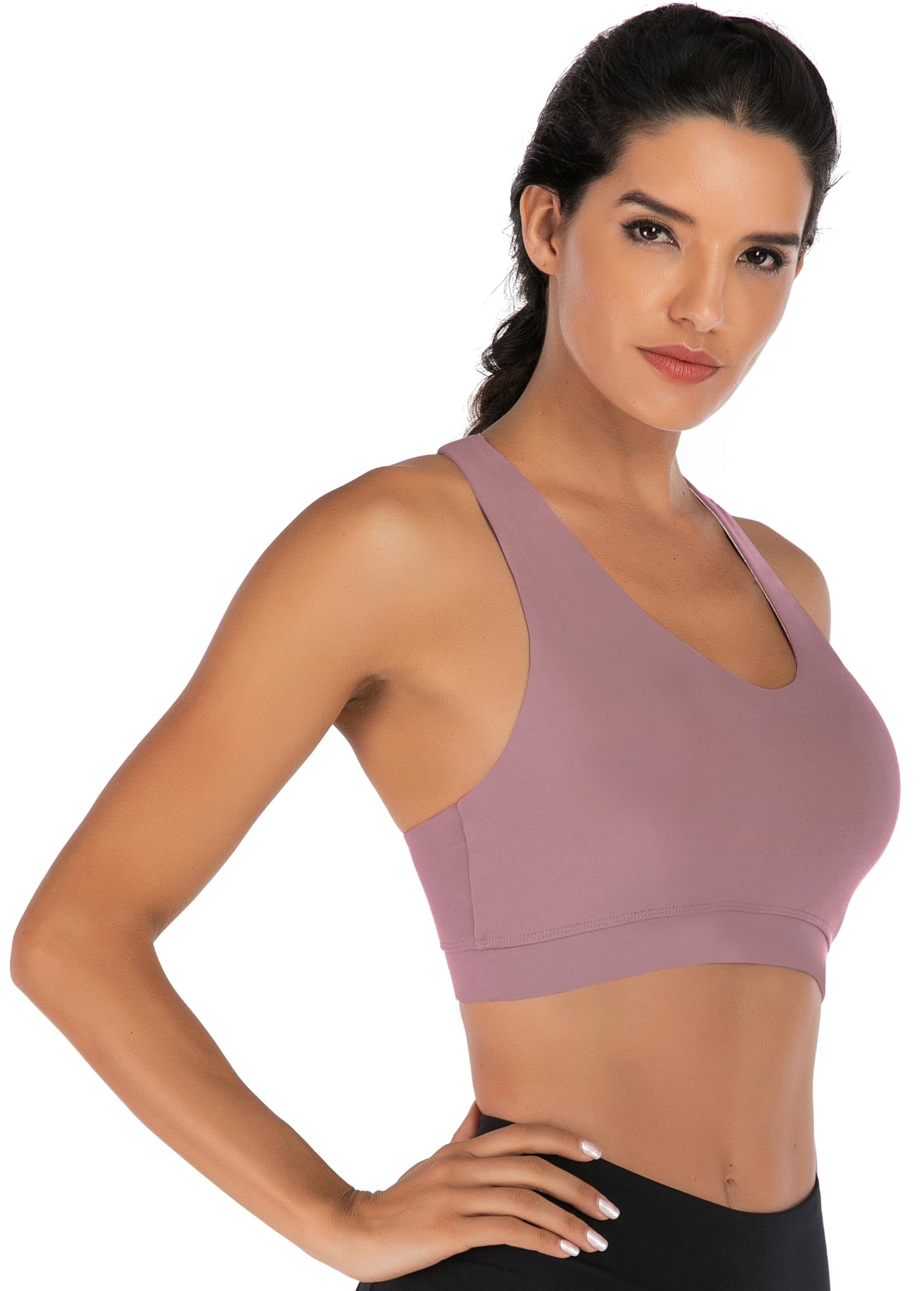 RUNNING GIRL Sports Bra for Women, Criss-Cross Back Padded Strappy Sports Bras Medium Support Yoga Bra with Removable Cups