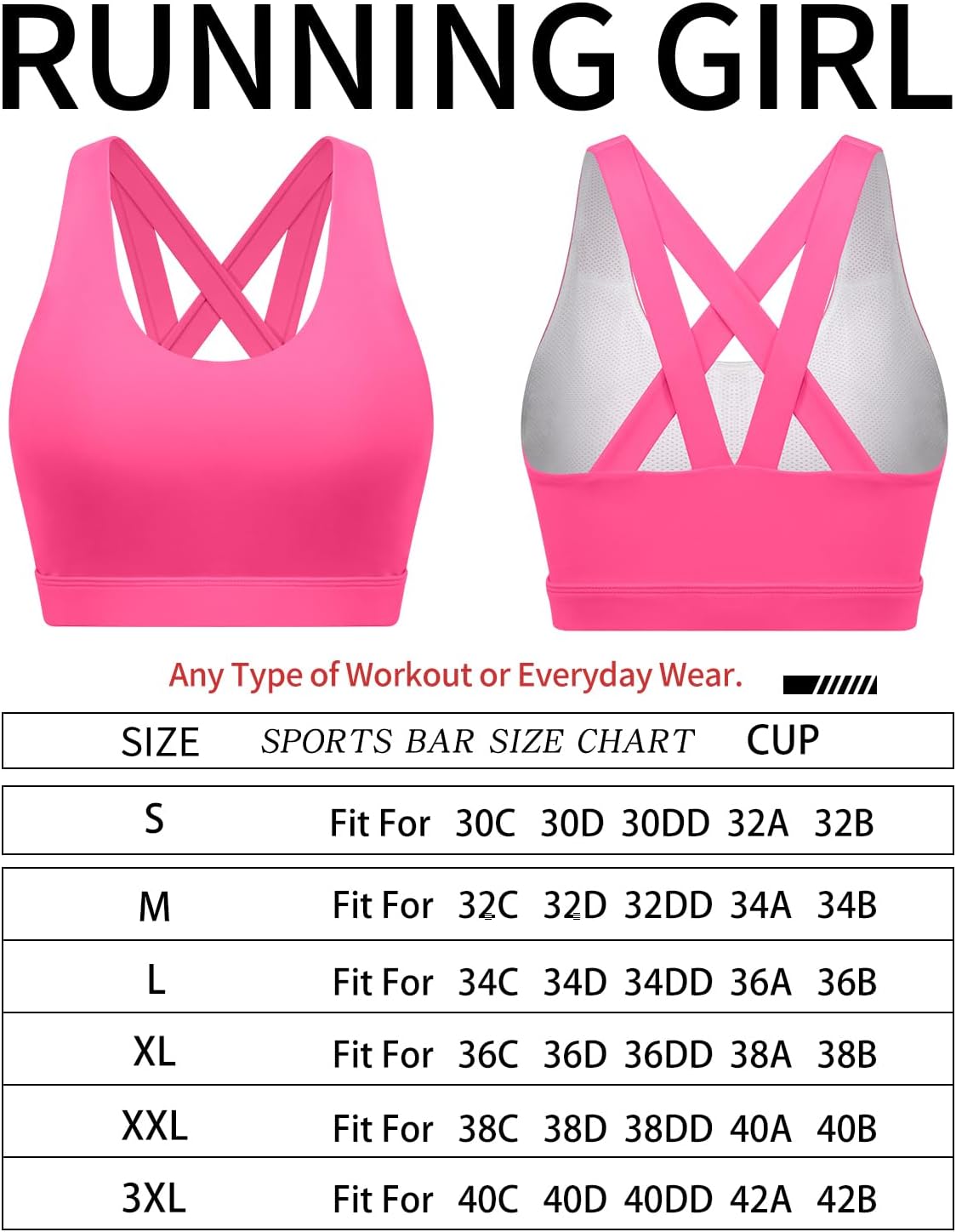 RUNNING GIRL Sports Bra for Women, Criss-Cross Back Padded Strappy Sports Bras Medium Support Yoga Bra with Removable Cups