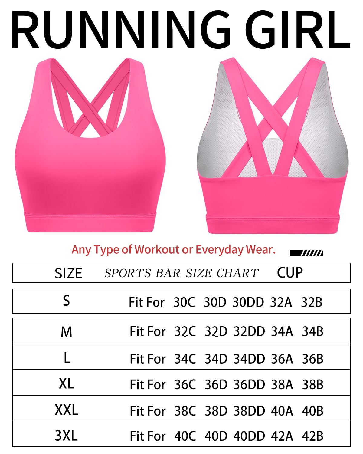 RUNNING GIRL Sports Bra for Women, Criss-Cross Back Padded Strappy Sports Bras Medium Support Yoga Bra with Removable Cups