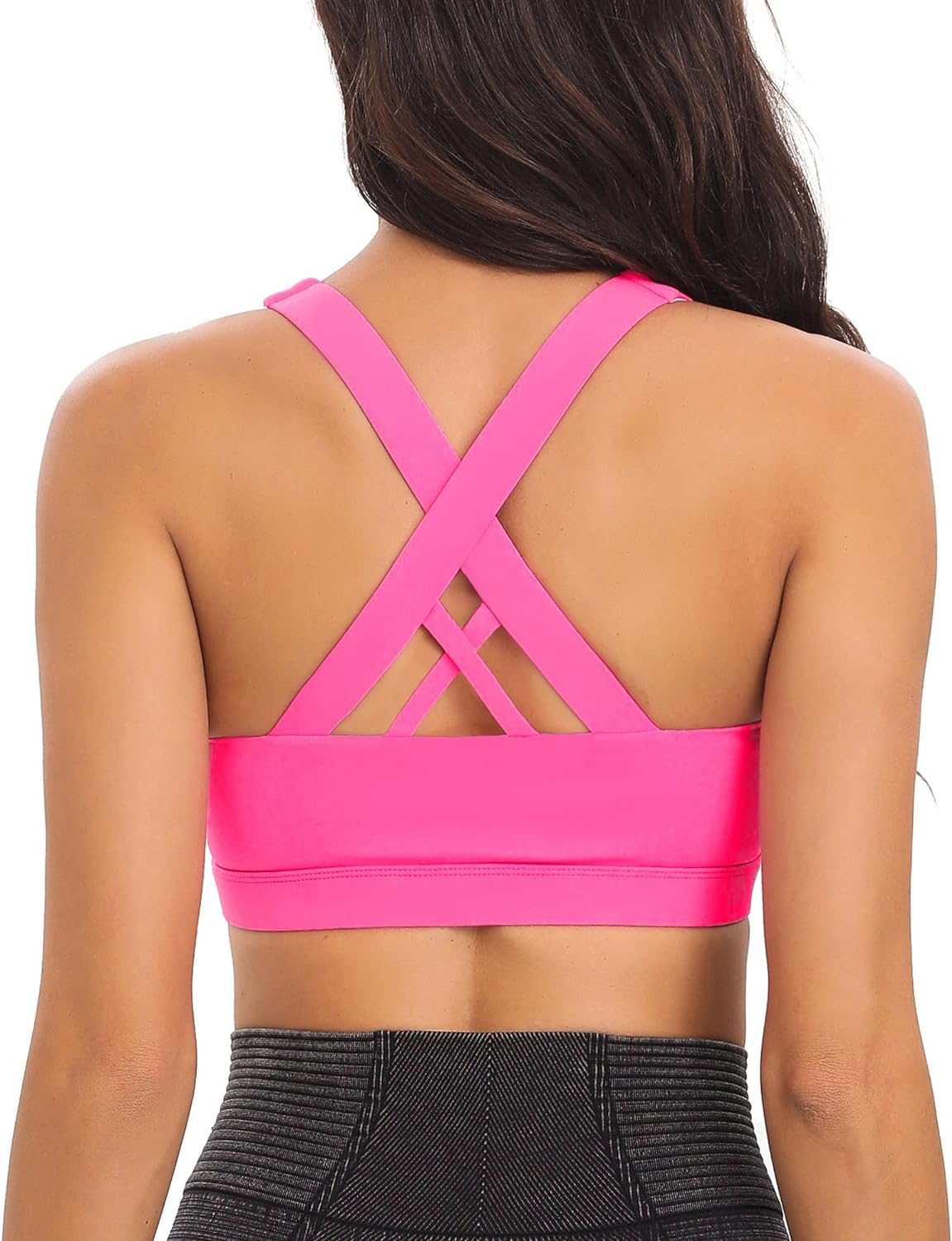 RUNNING GIRL Sports Bra for Women, Criss-Cross Back Padded Strappy Sports Bras Medium Support Yoga Bra with Removable Cups