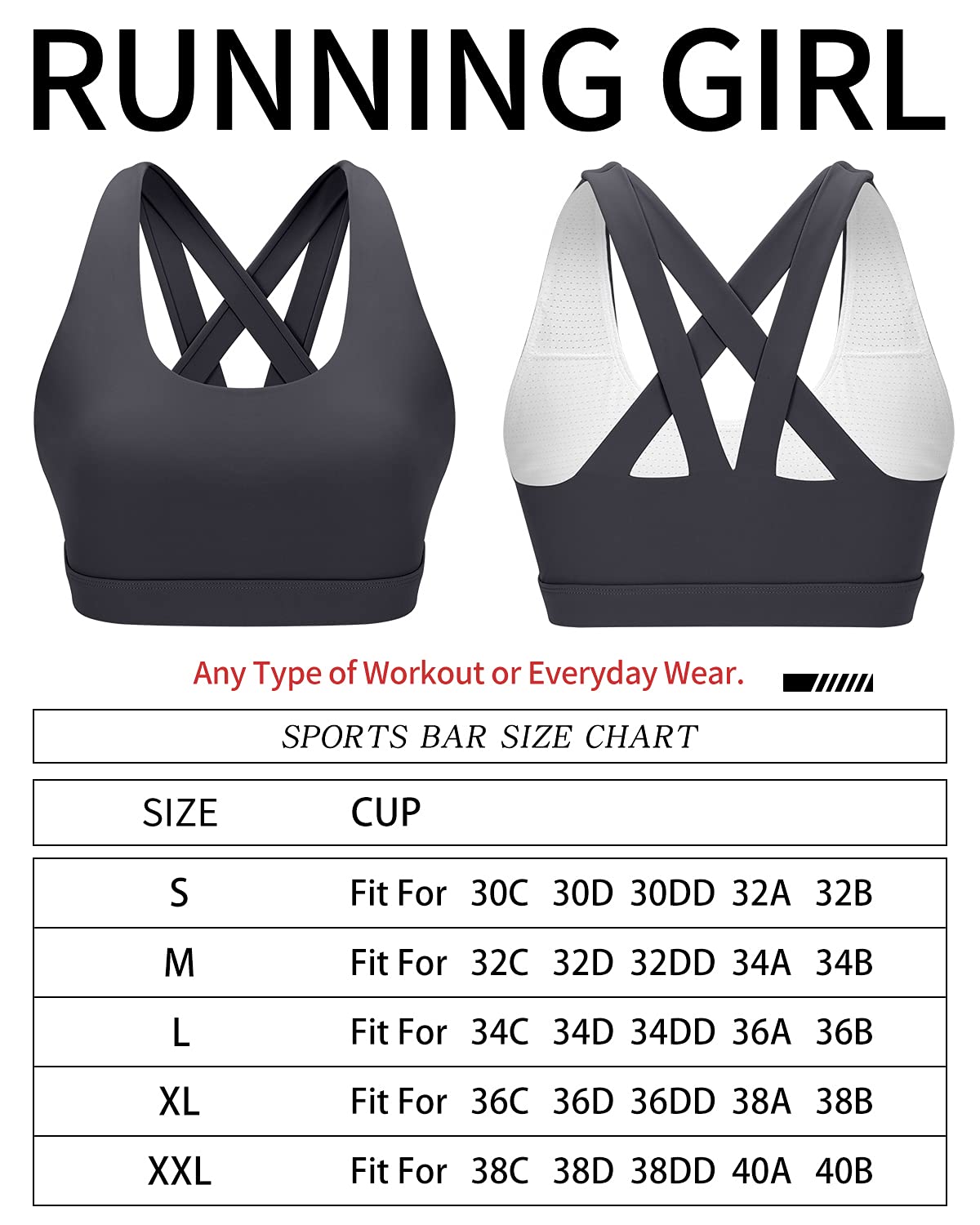 RUNNING GIRL Sports Bra for Women, Criss-Cross Back Padded Strappy Sports Bras Medium Support Yoga Bra with Removable Cups