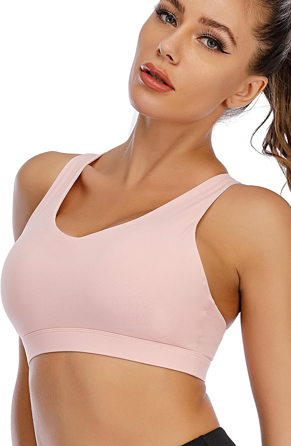 RUNNING GIRL Sports Bra for Women, Criss-Cross Back Padded Strappy Sports Bras Medium Support Yoga Bra with Removable Cups