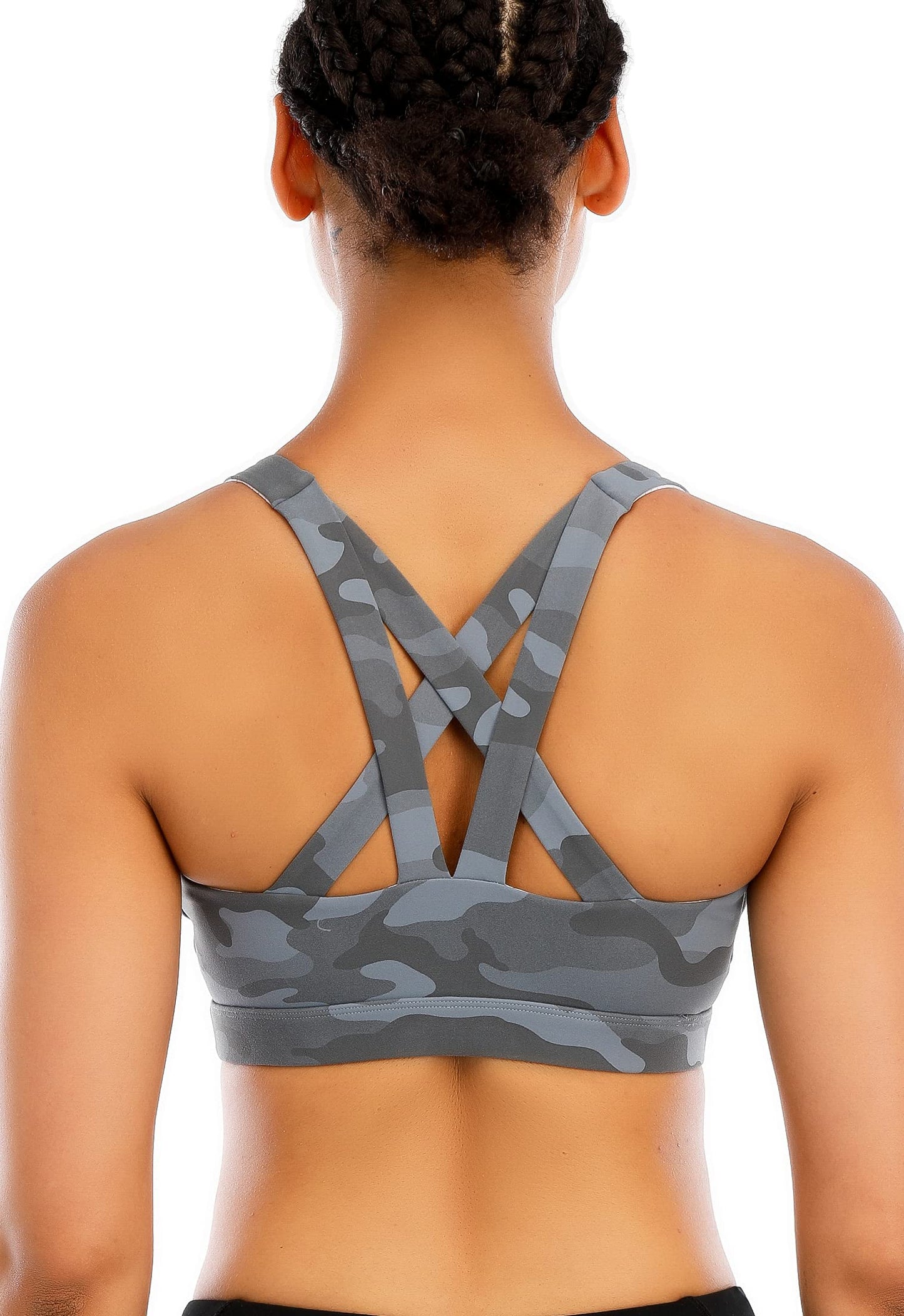 RUNNING GIRL Sports Bra for Women, Criss-Cross Back Padded Strappy Sports Bras Medium Support Yoga Bra with Removable Cups