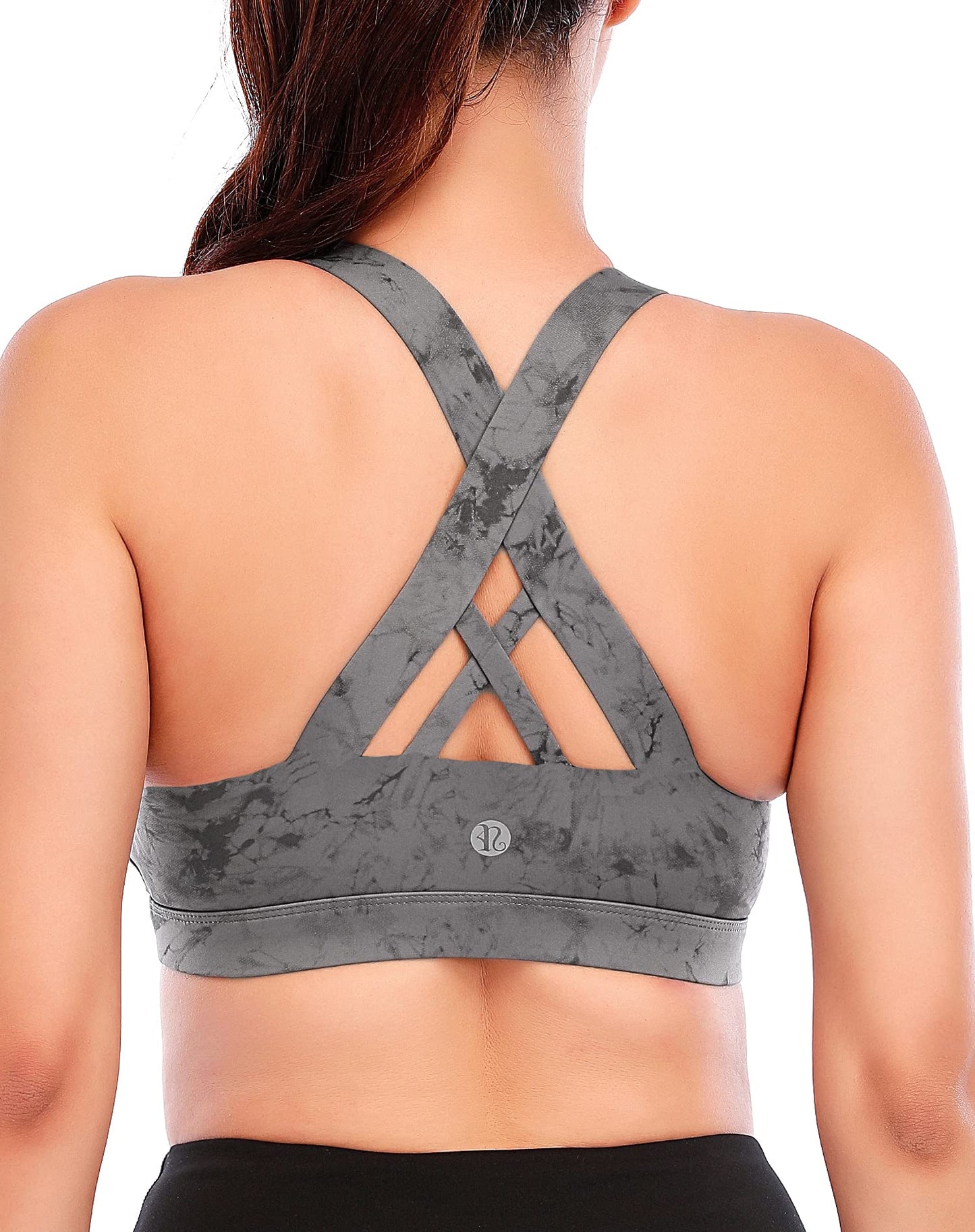 RUNNING GIRL Sports Bra for Women, Criss-Cross Back Padded Strappy Sports Bras Medium Support Yoga Bra with Removable Cups