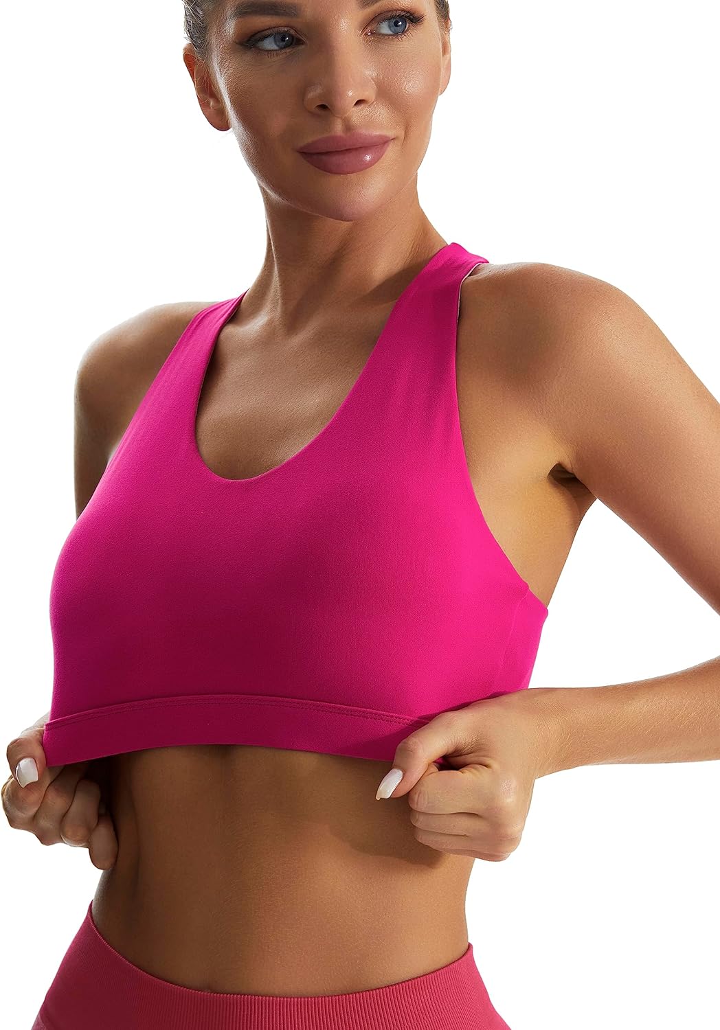 RUNNING GIRL Sports Bra for Women, Criss-Cross Back Padded Strappy Sports Bras Medium Support Yoga Bra with Removable Cups